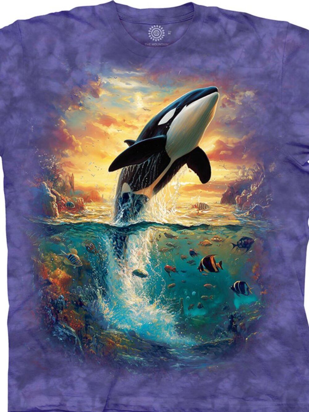 Orca Whale Killer Grace Dolphin Ocean Waves Purple Cotton Adult T-Shirt S-3X